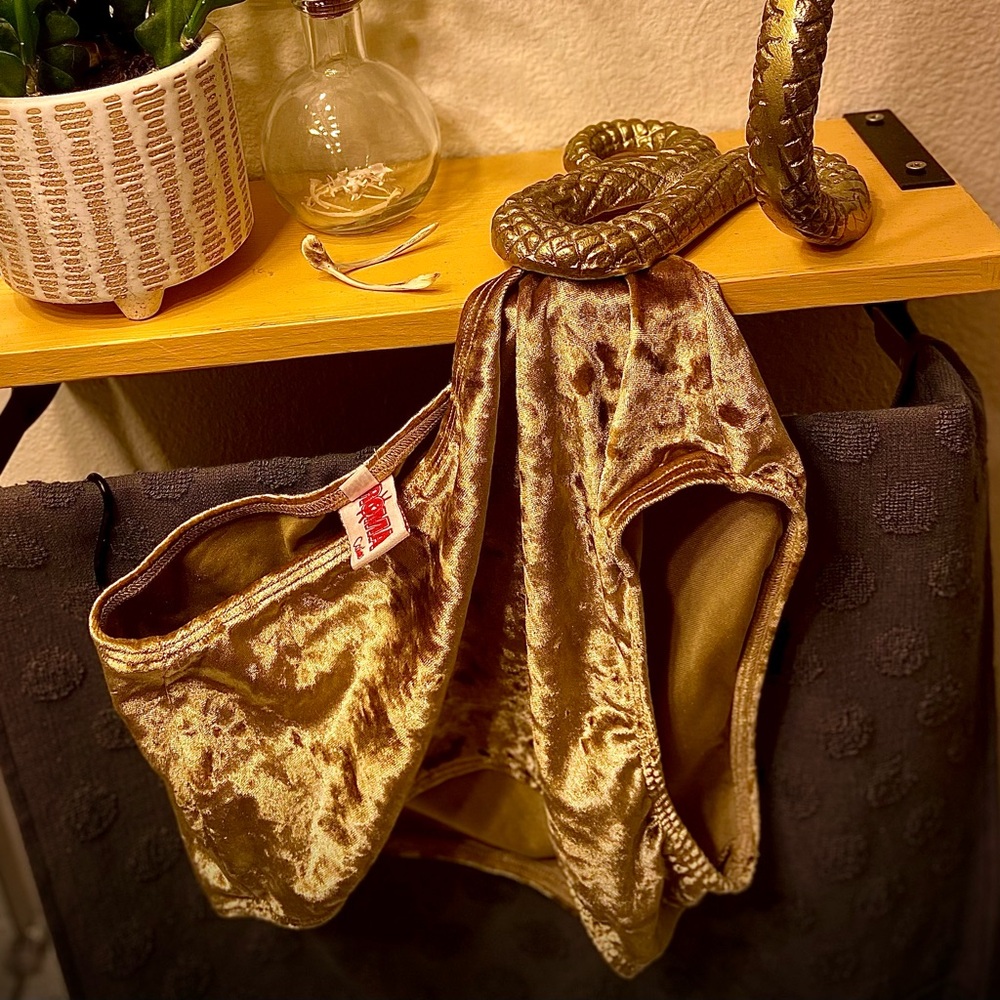 Velvet High-Waisted Women Shorts / swim bottoms - Gold